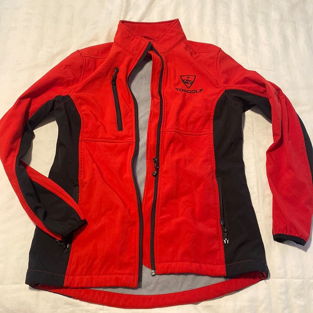 Topgolf red soft shell jacket